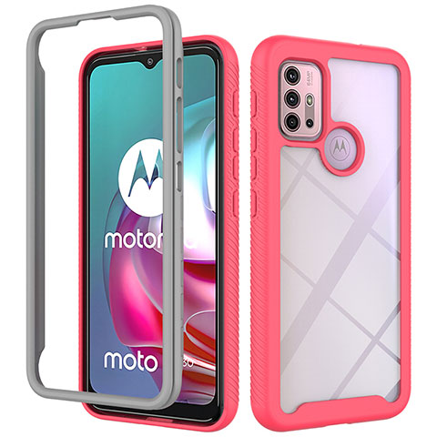 Silikon Schutzhülle Rahmen Tasche Hülle Durchsichtig Transparent 360 Grad Ganzkörper für Motorola Moto G30 Pink