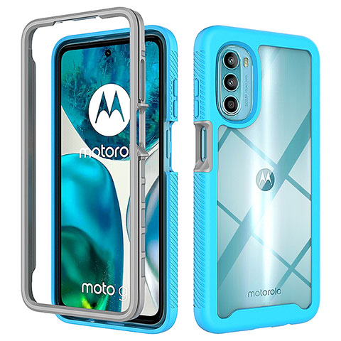 Silikon Schutzhülle Rahmen Tasche Hülle Durchsichtig Transparent 360 Grad Ganzkörper für Motorola Moto G71s 5G Cyan