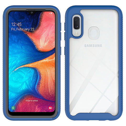 Silikon Schutzhülle Rahmen Tasche Hülle Durchsichtig Transparent 360 Grad Ganzkörper ZJ1 für Samsung Galaxy A20e Blau