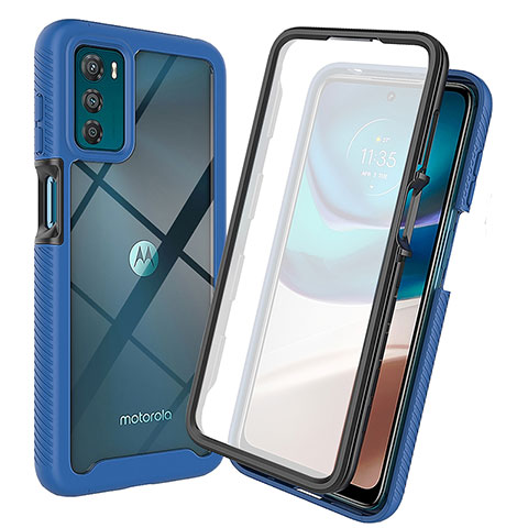 Silikon Schutzhülle Rahmen Tasche Hülle Durchsichtig Transparent 360 Grad Ganzkörper ZJ3 für Motorola Moto G42 Blau