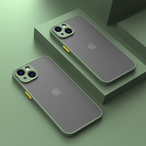 Silikon Schutzhülle Rahmen Tasche Hülle Durchsichtig Transparent LS1 für Apple iPhone 14 Plus Grün