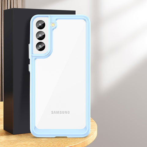 Silikon Schutzhülle Rahmen Tasche Hülle Durchsichtig Transparent M03 für Samsung  Galaxy S24 Plus 5G Blau
