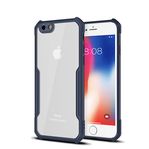 Silikon Schutzhülle Rahmen Tasche Hülle Durchsichtig Transparent Spiegel für Apple iPhone 6 Blau