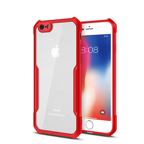 Silikon Schutzhülle Rahmen Tasche Hülle Durchsichtig Transparent Spiegel für Apple iPhone 6 Plus Rot