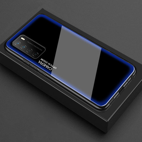 Silikon Schutzhülle Rahmen Tasche Hülle Durchsichtig Transparent Spiegel für Huawei Honor Play4 5G Blau