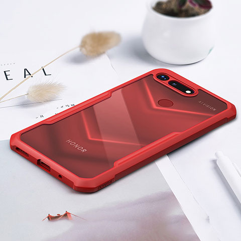 Silikon Schutzhülle Rahmen Tasche Hülle Durchsichtig Transparent Spiegel für Huawei Honor View 20 Rot