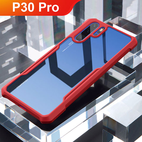Silikon Schutzhülle Rahmen Tasche Hülle Durchsichtig Transparent Spiegel für Huawei P30 Pro Rot