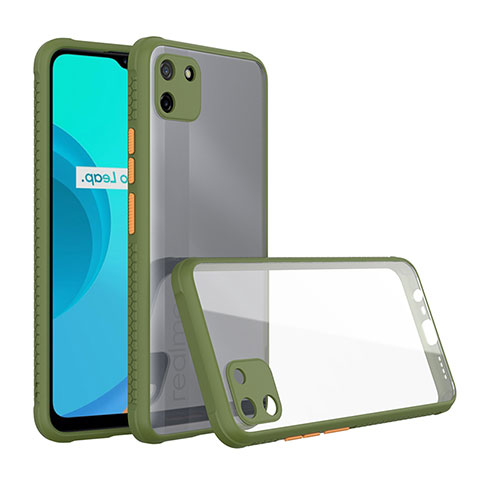 Silikon Schutzhülle Rahmen Tasche Hülle Durchsichtig Transparent Spiegel für Realme C11 Grün