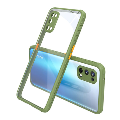 Silikon Schutzhülle Rahmen Tasche Hülle Durchsichtig Transparent Spiegel für Realme X7 5G Grün