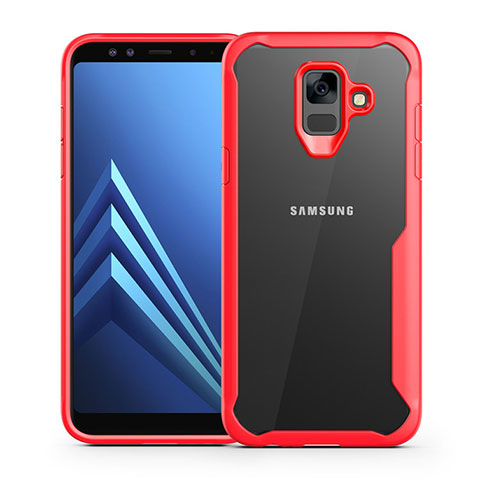 Silikon Schutzhülle Rahmen Tasche Hülle Durchsichtig Transparent Spiegel für Samsung Galaxy A6 (2018) Dual SIM Rot