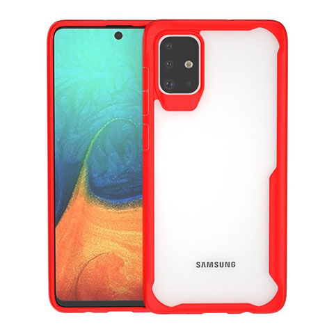 Silikon Schutzhülle Rahmen Tasche Hülle Durchsichtig Transparent Spiegel für Samsung Galaxy A71 5G Rot