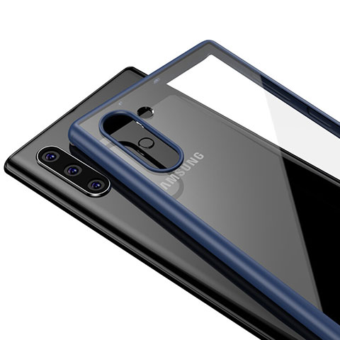 Silikon Schutzhülle Rahmen Tasche Hülle Durchsichtig Transparent Spiegel für Samsung Galaxy Note 10 5G Blau