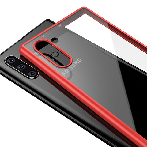 Silikon Schutzhülle Rahmen Tasche Hülle Durchsichtig Transparent Spiegel für Samsung Galaxy Note 10 Rot