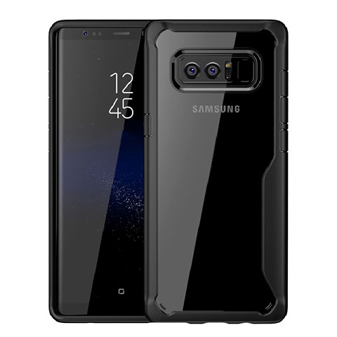 Silikon Schutzhülle Rahmen Tasche Hülle Durchsichtig Transparent Spiegel für Samsung Galaxy Note 8 Duos N950F Schwarz
