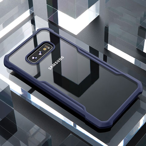 Silikon Schutzhülle Rahmen Tasche Hülle Durchsichtig Transparent Spiegel für Samsung Galaxy S10e Blau