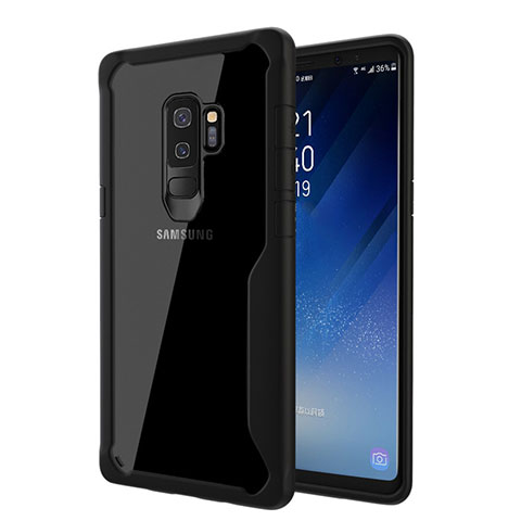 Silikon Schutzhülle Rahmen Tasche Hülle Durchsichtig Transparent Spiegel für Samsung Galaxy S9 Plus Schwarz