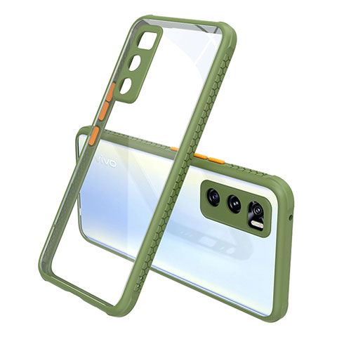 Silikon Schutzhülle Rahmen Tasche Hülle Durchsichtig Transparent Spiegel für Vivo Y70 (2020) Armee-Grün