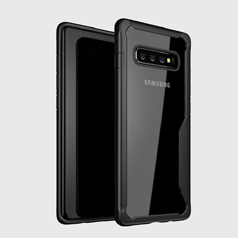 Silikon Schutzhülle Rahmen Tasche Hülle Durchsichtig Transparent Spiegel H01 für Samsung Galaxy S10 Schwarz