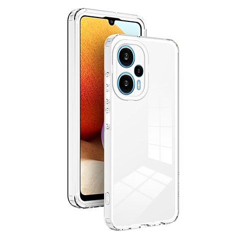 Silikon Schutzhülle Rahmen Tasche Hülle Durchsichtig Transparent Spiegel H01P für Xiaomi Poco F5 5G Weiß