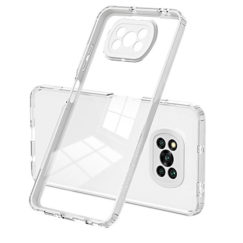 Silikon Schutzhülle Rahmen Tasche Hülle Durchsichtig Transparent Spiegel H01P für Xiaomi Poco X3 NFC Weiß