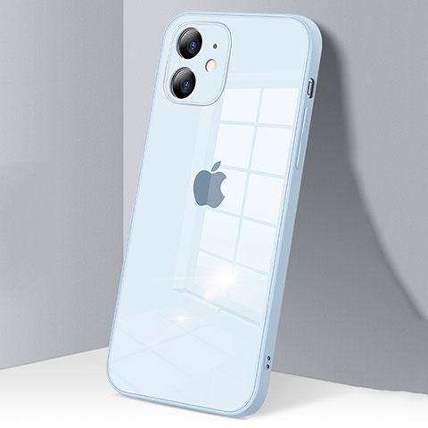 Silikon Schutzhülle Rahmen Tasche Hülle Durchsichtig Transparent Spiegel H06 für Apple iPhone 12 Mini Hellblau
