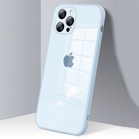 Silikon Schutzhülle Rahmen Tasche Hülle Durchsichtig Transparent Spiegel H06 für Apple iPhone 12 Pro Hellblau