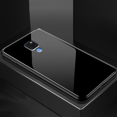 Silikon Schutzhülle Rahmen Tasche Hülle Durchsichtig Transparent Spiegel M01 für Huawei Mate 20 Schwarz