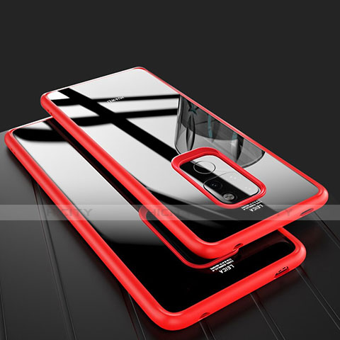 Silikon Schutzhülle Rahmen Tasche Hülle Durchsichtig Transparent Spiegel M02 für Huawei Mate 20 Rot