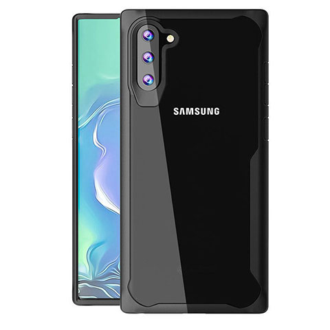 Silikon Schutzhülle Rahmen Tasche Hülle Durchsichtig Transparent Spiegel M02 für Samsung Galaxy Note 10 5G Schwarz