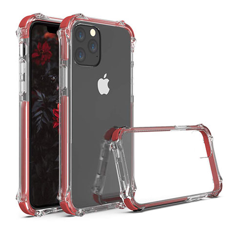 Silikon Schutzhülle Rahmen Tasche Hülle Durchsichtig Transparent Spiegel M04 für Apple iPhone 11 Pro Rot