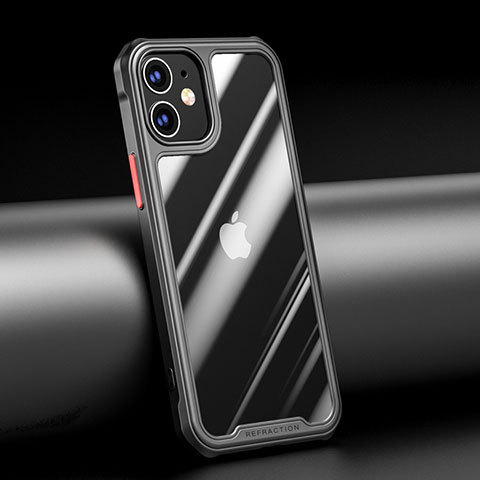 Silikon Schutzhülle Rahmen Tasche Hülle Durchsichtig Transparent Spiegel M04 für Apple iPhone 12 Schwarz