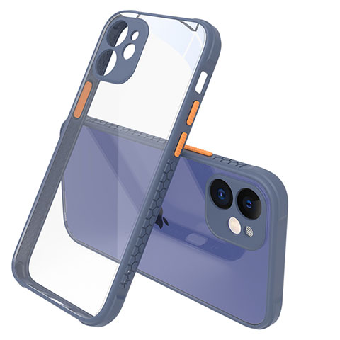Silikon Schutzhülle Rahmen Tasche Hülle Durchsichtig Transparent Spiegel M05 für Apple iPhone 12 Lavendel Grau