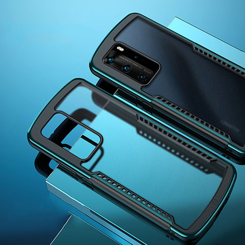 Silikon Schutzhülle Rahmen Tasche Hülle Durchsichtig Transparent Spiegel N01 für Huawei P40 Pro Cyan