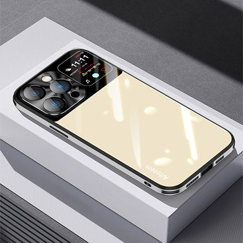 Silikon Schutzhülle Rahmen Tasche Hülle Spiegel AT1 für Apple iPhone 14 Pro Max Gold