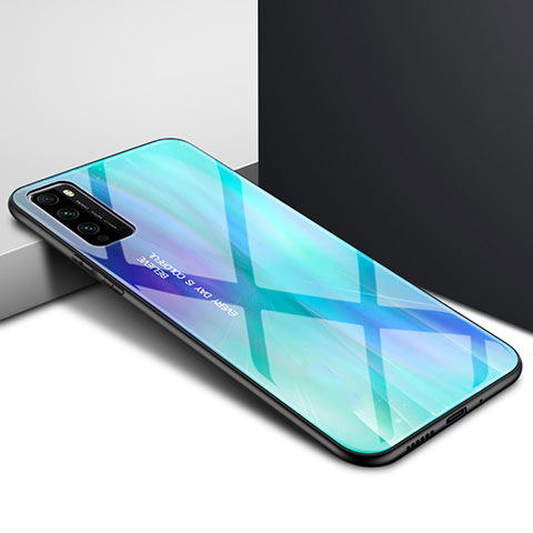 Silikon Schutzhülle Rahmen Tasche Hülle Spiegel Farbverlauf Regenbogen für Huawei Enjoy 20 Pro 5G Cyan