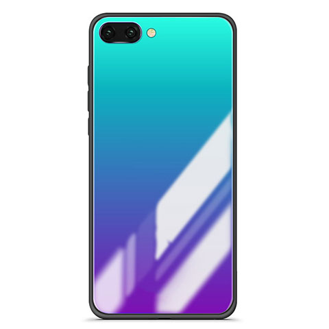 Silikon Schutzhülle Rahmen Tasche Hülle Spiegel Farbverlauf Regenbogen für Huawei Honor 10 Blau