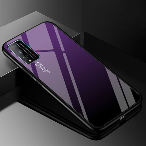 Silikon Schutzhülle Rahmen Tasche Hülle Spiegel Farbverlauf Regenbogen für Huawei Honor Play4T Pro Violett