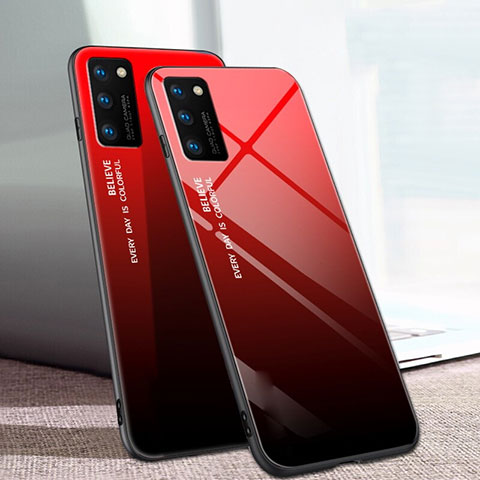 Silikon Schutzhülle Rahmen Tasche Hülle Spiegel Farbverlauf Regenbogen für Huawei Honor V30 5G Rot