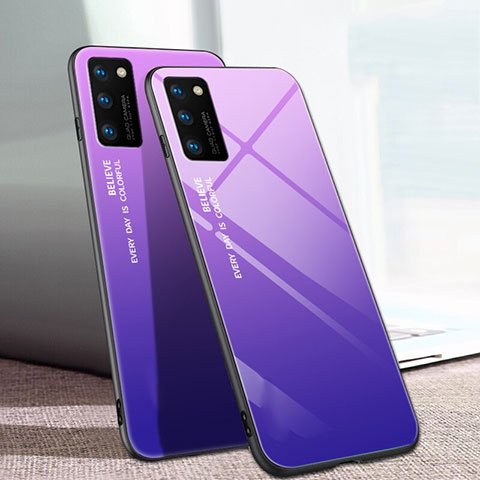 Silikon Schutzhülle Rahmen Tasche Hülle Spiegel Farbverlauf Regenbogen für Huawei Honor V30 Pro 5G Violett