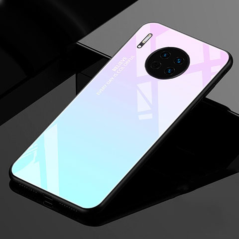 Silikon Schutzhülle Rahmen Tasche Hülle Spiegel Farbverlauf Regenbogen für Huawei Mate 30 Cyan