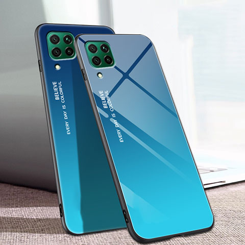 Silikon Schutzhülle Rahmen Tasche Hülle Spiegel Farbverlauf Regenbogen für Huawei P40 Lite Blau