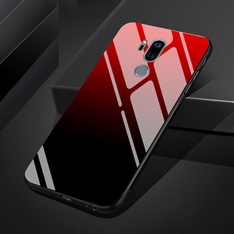 Silikon Schutzhülle Rahmen Tasche Hülle Spiegel Farbverlauf Regenbogen für LG G7 Rot