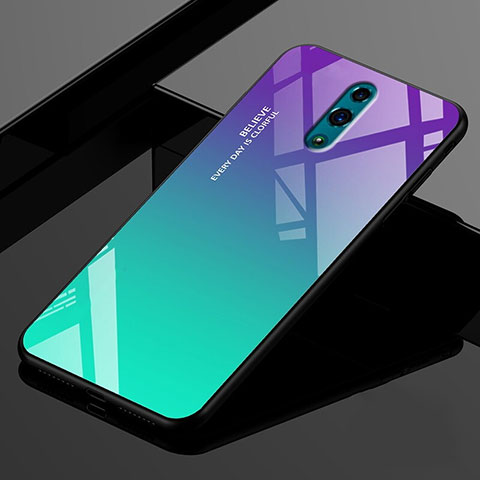 Silikon Schutzhülle Rahmen Tasche Hülle Spiegel Farbverlauf Regenbogen für Oppo Realme X Plusfarbig