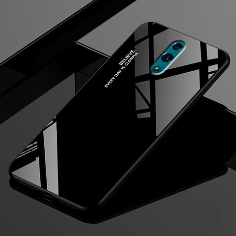 Silikon Schutzhülle Rahmen Tasche Hülle Spiegel Farbverlauf Regenbogen für Oppo Realme X Schwarz