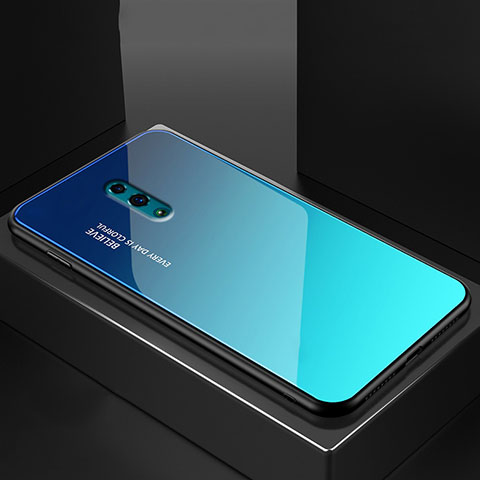 Silikon Schutzhülle Rahmen Tasche Hülle Spiegel Farbverlauf Regenbogen für Oppo Reno Blau