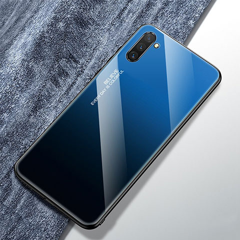 Silikon Schutzhülle Rahmen Tasche Hülle Spiegel Farbverlauf Regenbogen für Samsung Galaxy Note 10 5G Blau