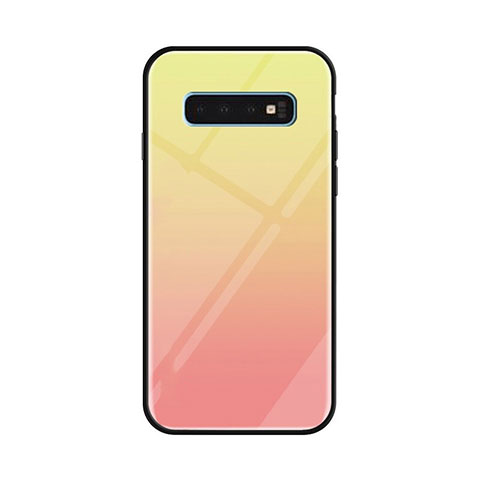 Silikon Schutzhülle Rahmen Tasche Hülle Spiegel Farbverlauf Regenbogen für Samsung Galaxy S10 Gelb