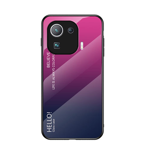 Silikon Schutzhülle Rahmen Tasche Hülle Spiegel Farbverlauf Regenbogen für Xiaomi Mi 11 Pro 5G Pink