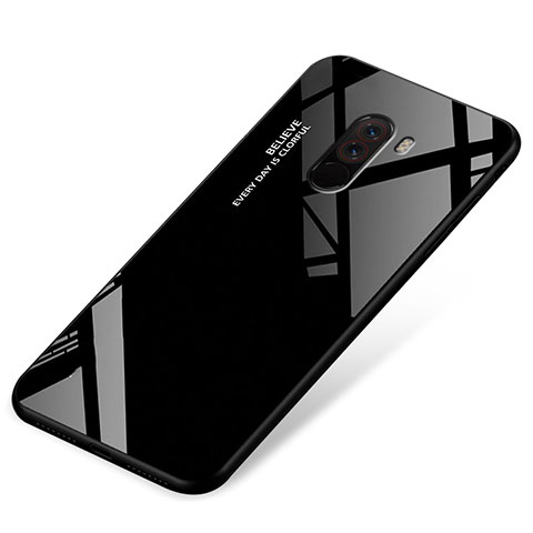Silikon Schutzhülle Rahmen Tasche Hülle Spiegel Farbverlauf Regenbogen für Xiaomi Pocophone F1 Schwarz