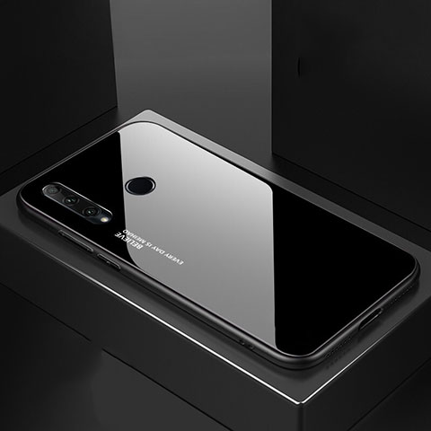 Silikon Schutzhülle Rahmen Tasche Hülle Spiegel Farbverlauf Regenbogen H01 für Huawei Honor 20 Lite Schwarz